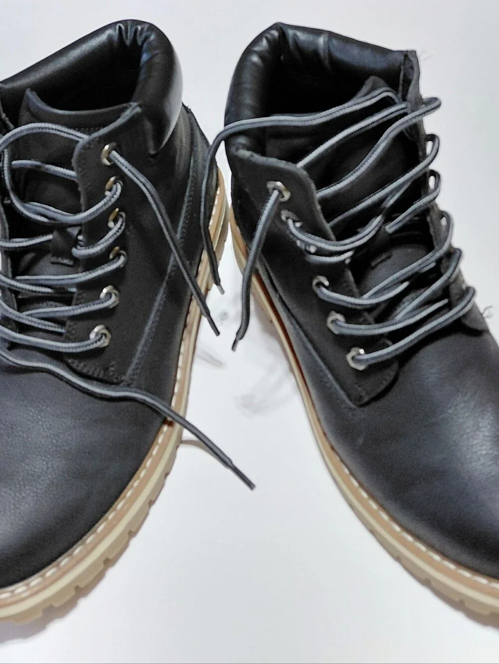 BRUNO MARC Men's Black Lace-Up Combat Boot Size 8